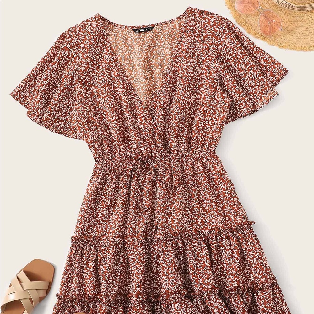 SHEIN red floral dress